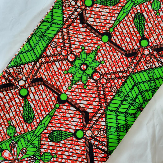 GEOMETRIC PATTERN AFRICAN WAX BLOCK PRINT FABRIC- 2 METERS BUNDLE