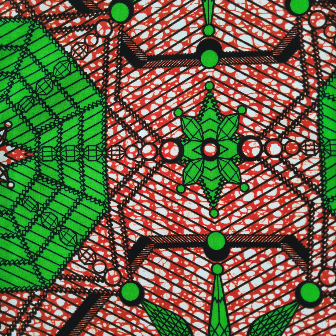 GEOMETRIC PATTERN AFRICAN WAX BLOCK PRINT FABRIC- 2 METERS BUNDLE