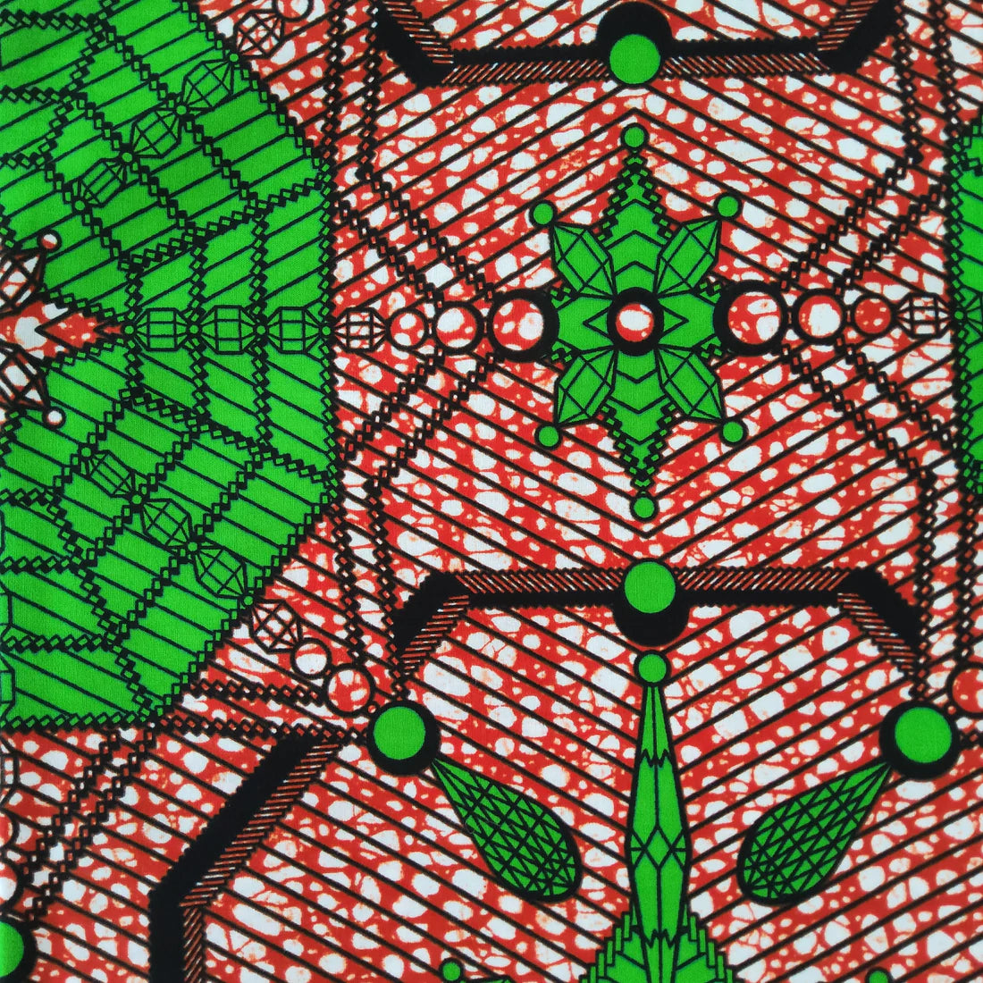 GEOMETRIC PATTERN AFRICAN WAX BLOCK PRINT FABRIC- 2 METERS BUNDLE