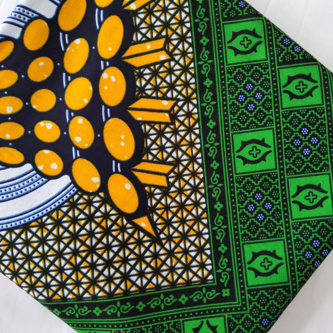 REINVENTED CLASSIC PATTERN AFRICAN WAX BLOCK PRINT FABRIC - 2 METERS BUNDLE