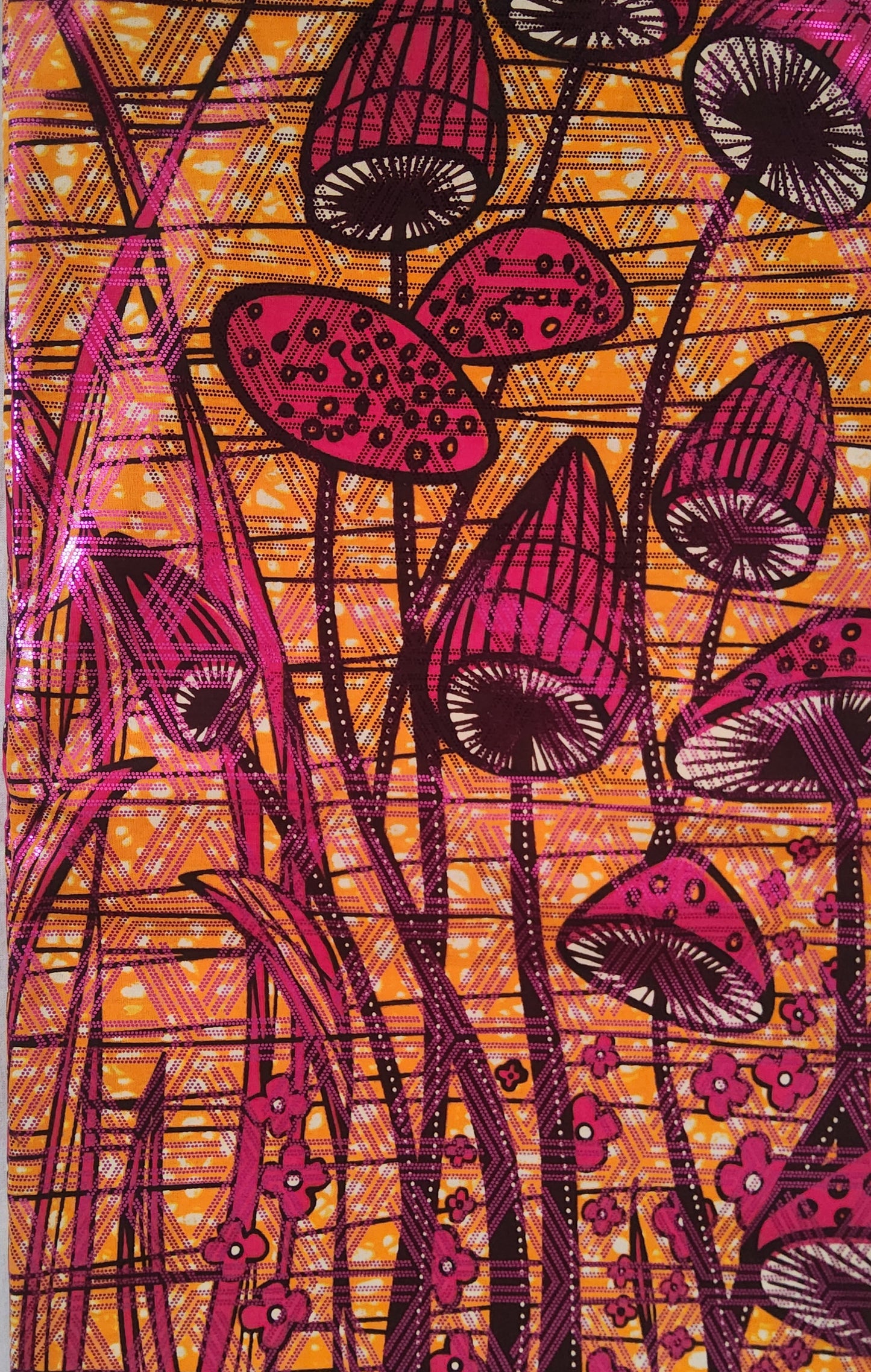 Premium Osikani Gold Embellished African Wax Fabric - 100% Cotton Holland Print