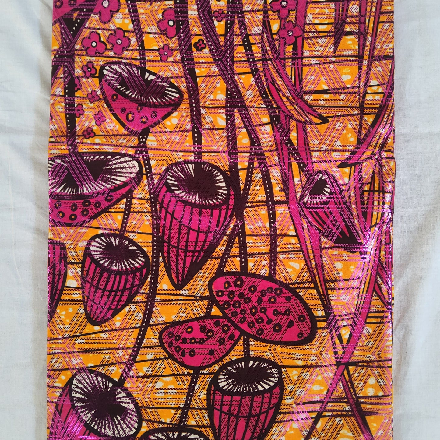Premium Osikani Gold Embellished African Wax Fabric - 100% Cotton Holland Print