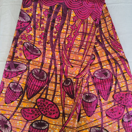 Premium Osikani Gold Embellished African Wax Fabric - 100% Cotton Holland Print