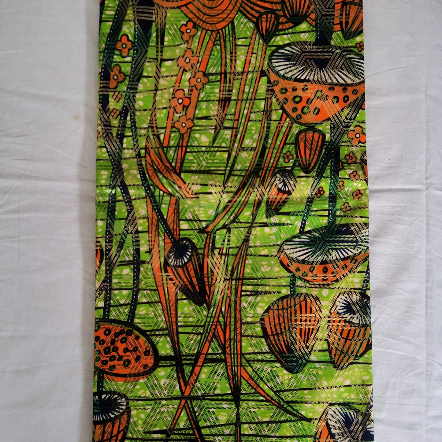 Premium Osikani Gold Embellished African Wax Fabric - 100% Cotton Holland Print