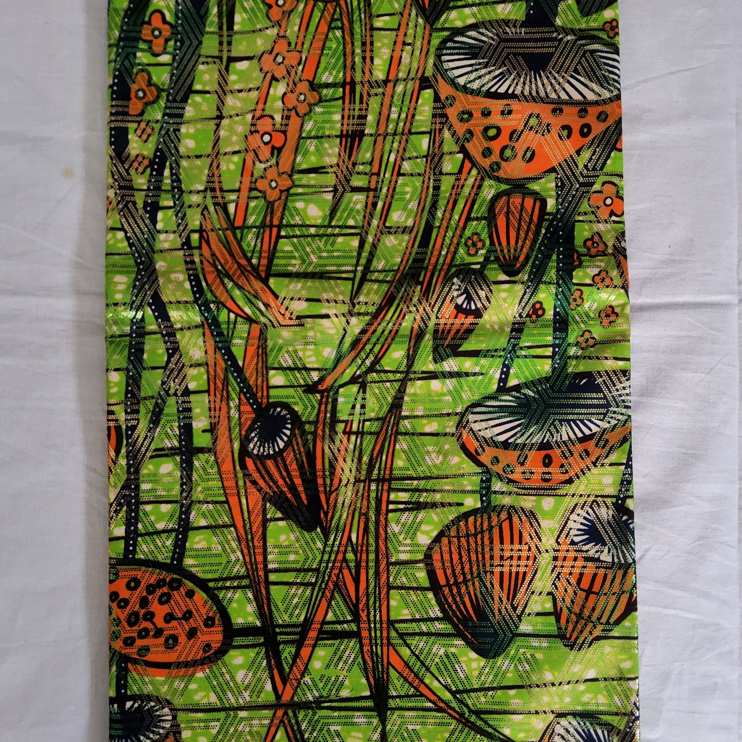 Premium Osikani Gold Embellished African Wax Fabric - 100% Cotton Holland Print