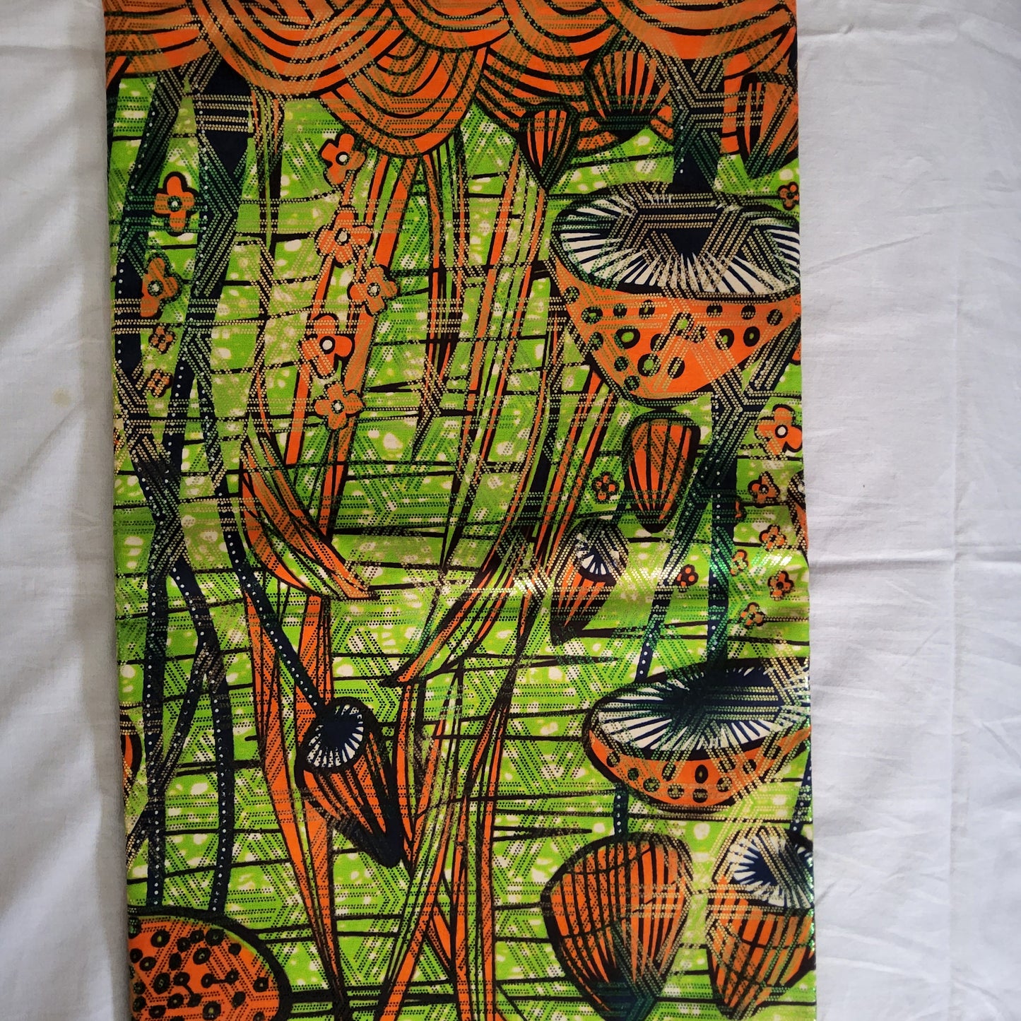 Premium Osikani Gold Embellished African Wax Fabric - 100% Cotton Holland Print