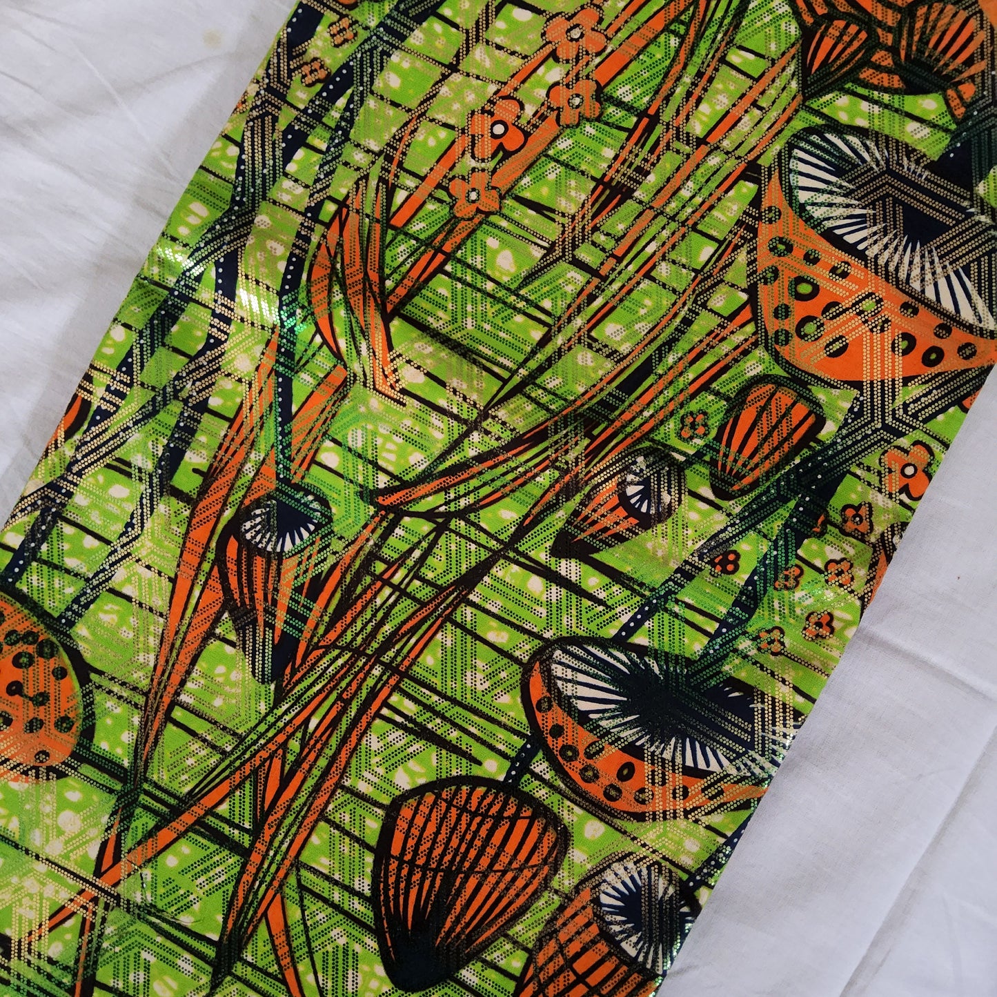 Premium Osikani Gold Embellished African Wax Fabric - 100% Cotton Holland Print