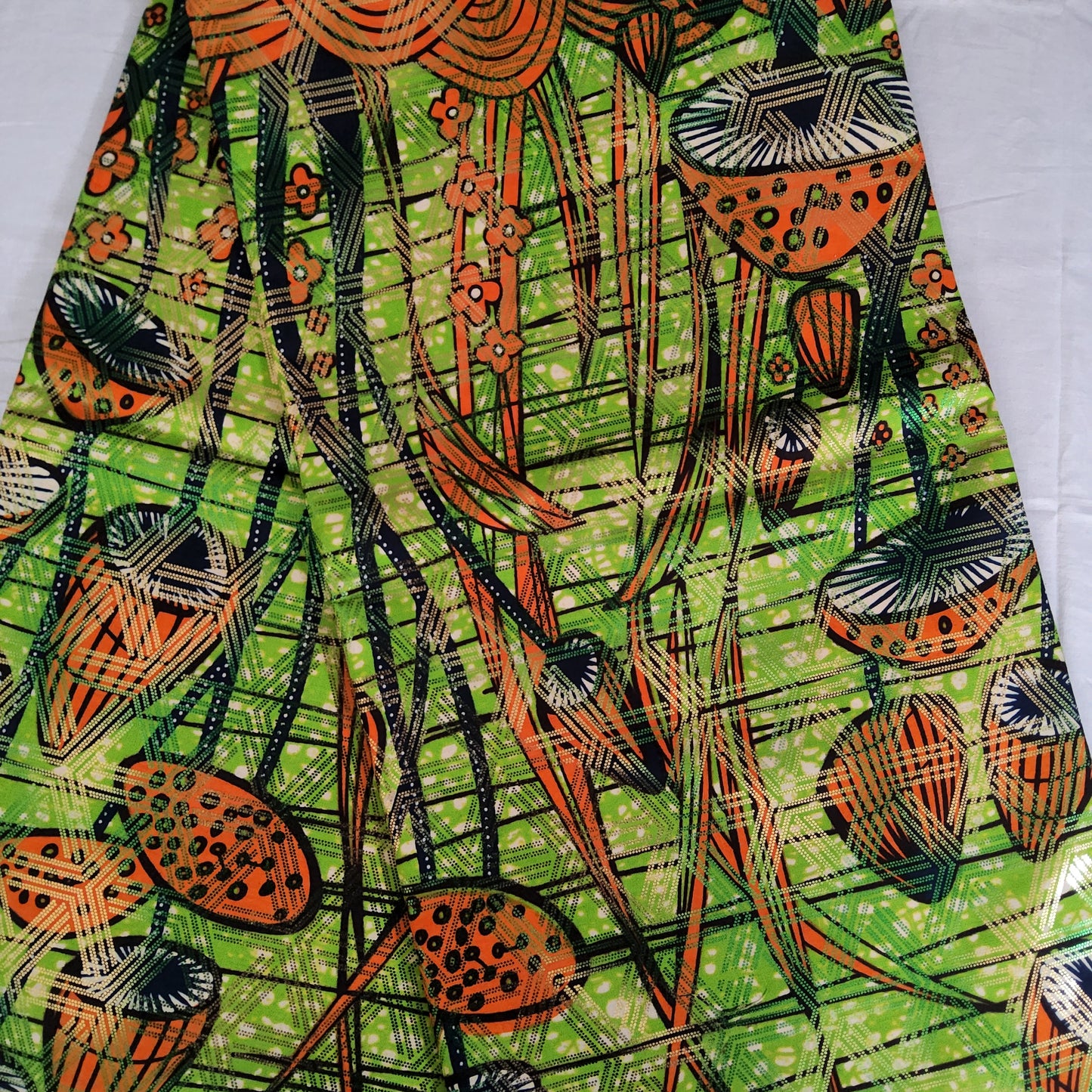 Premium Osikani Gold Embellished African Wax Fabric - 100% Cotton Holland Print