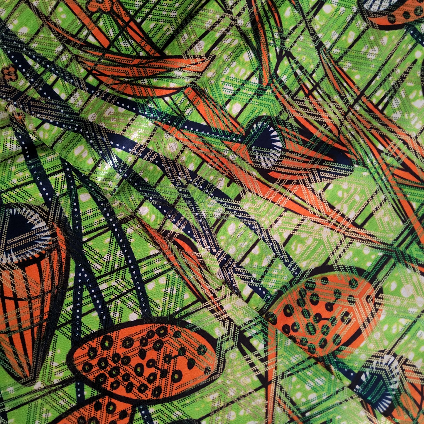Premium Osikani Gold Embellished African Wax Fabric - 100% Cotton Holland Print