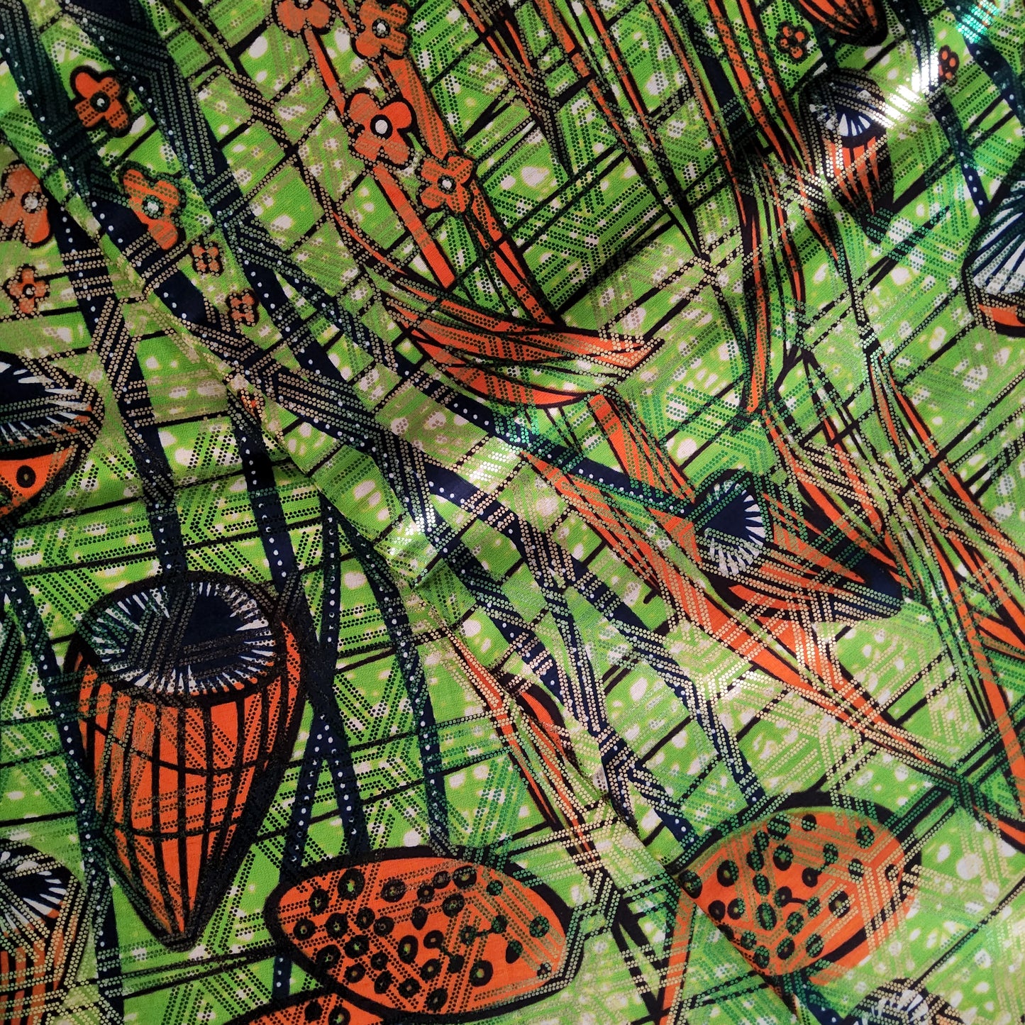 Premium Osikani Gold Embellished African Wax Fabric - 100% Cotton Holland Print