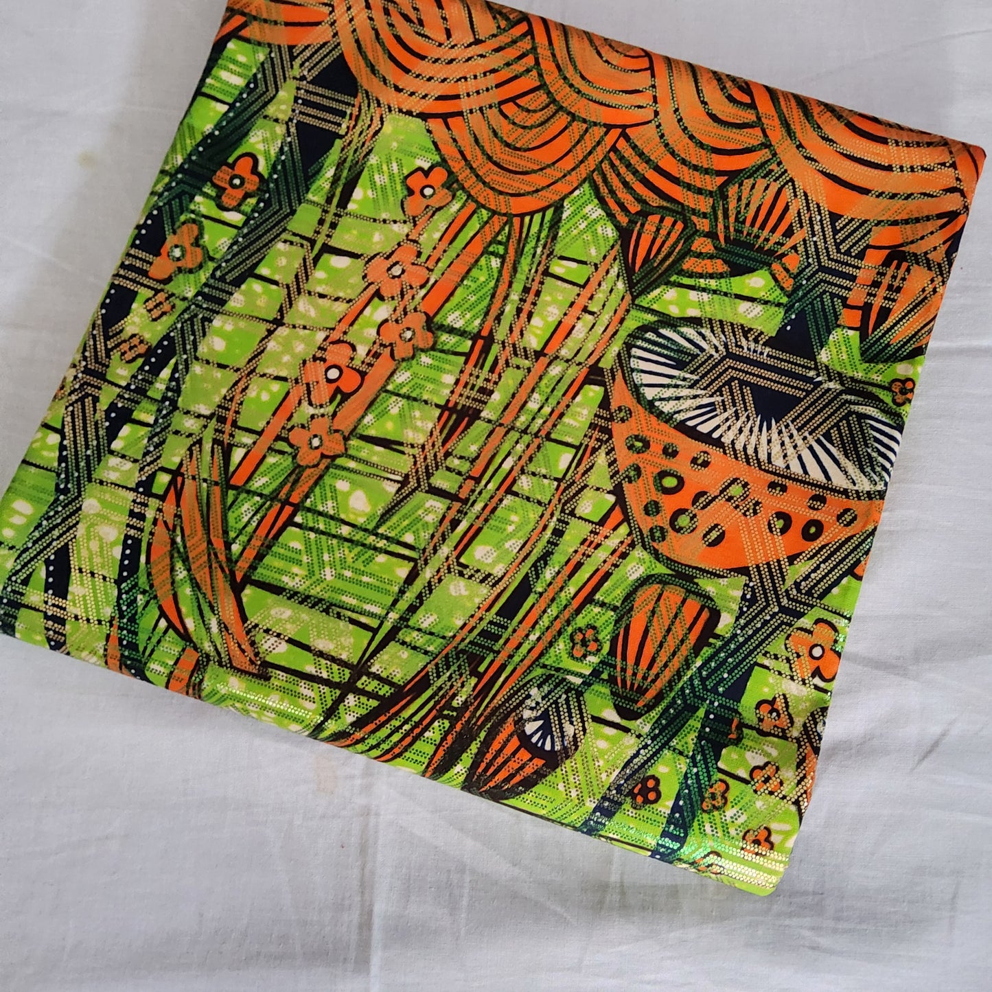 Premium Osikani Gold Embellished African Wax Fabric - 100% Cotton Holland Print