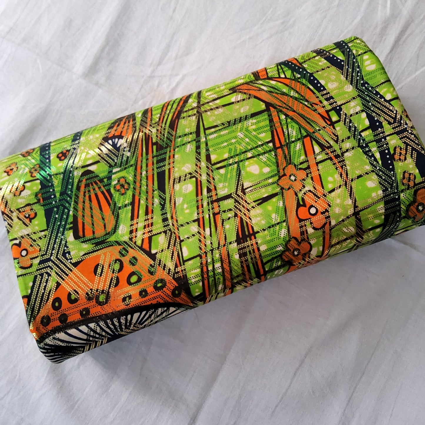 Premium Osikani Gold Embellished African Wax Fabric - 100% Cotton Holland Print