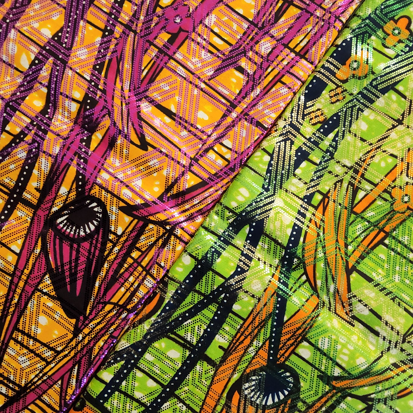 Premium Osikani Gold Embellished African Wax Fabric - 100% Cotton Holland Print