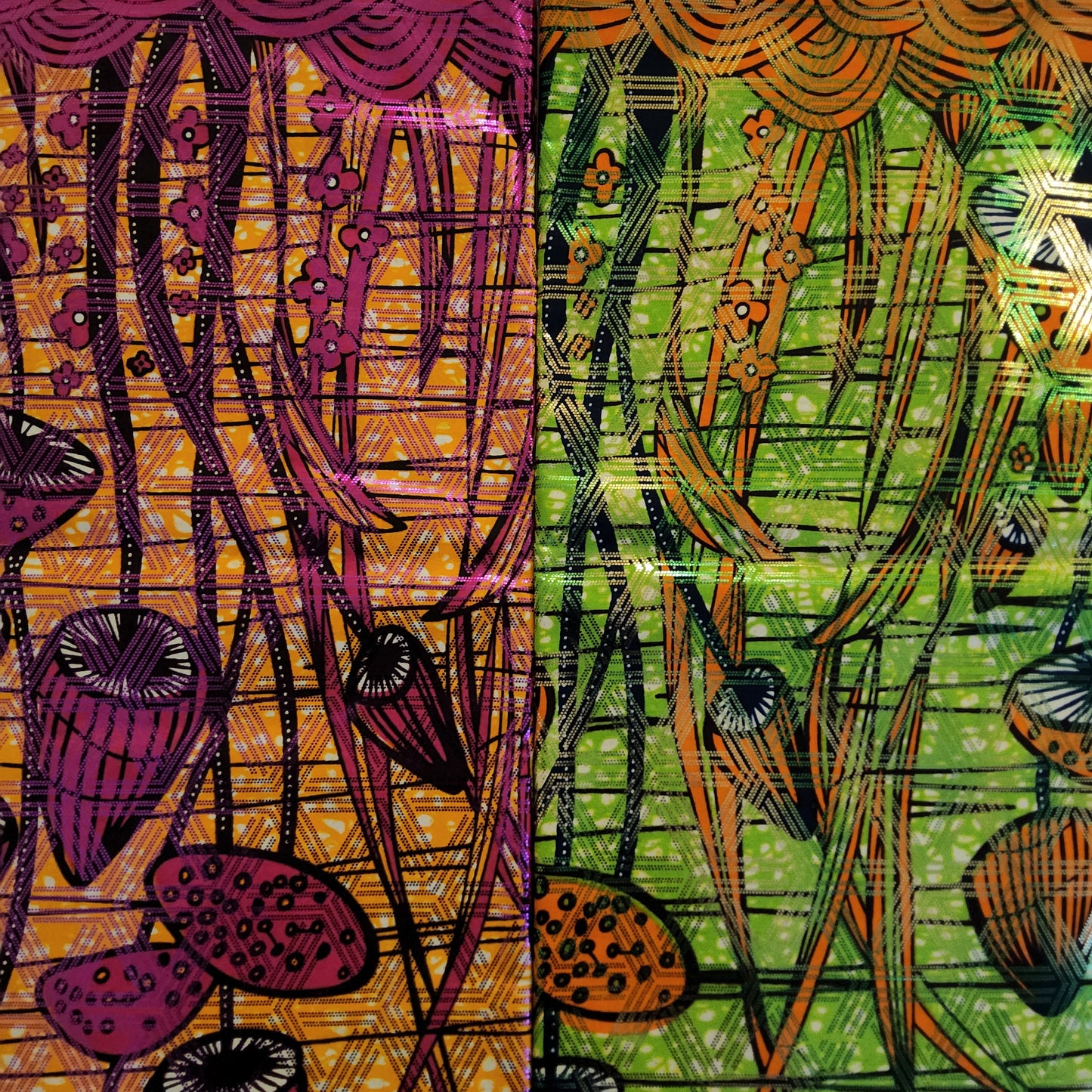 Premium Osikani Gold Embellished African Wax Fabric - 100% Cotton Holland Print