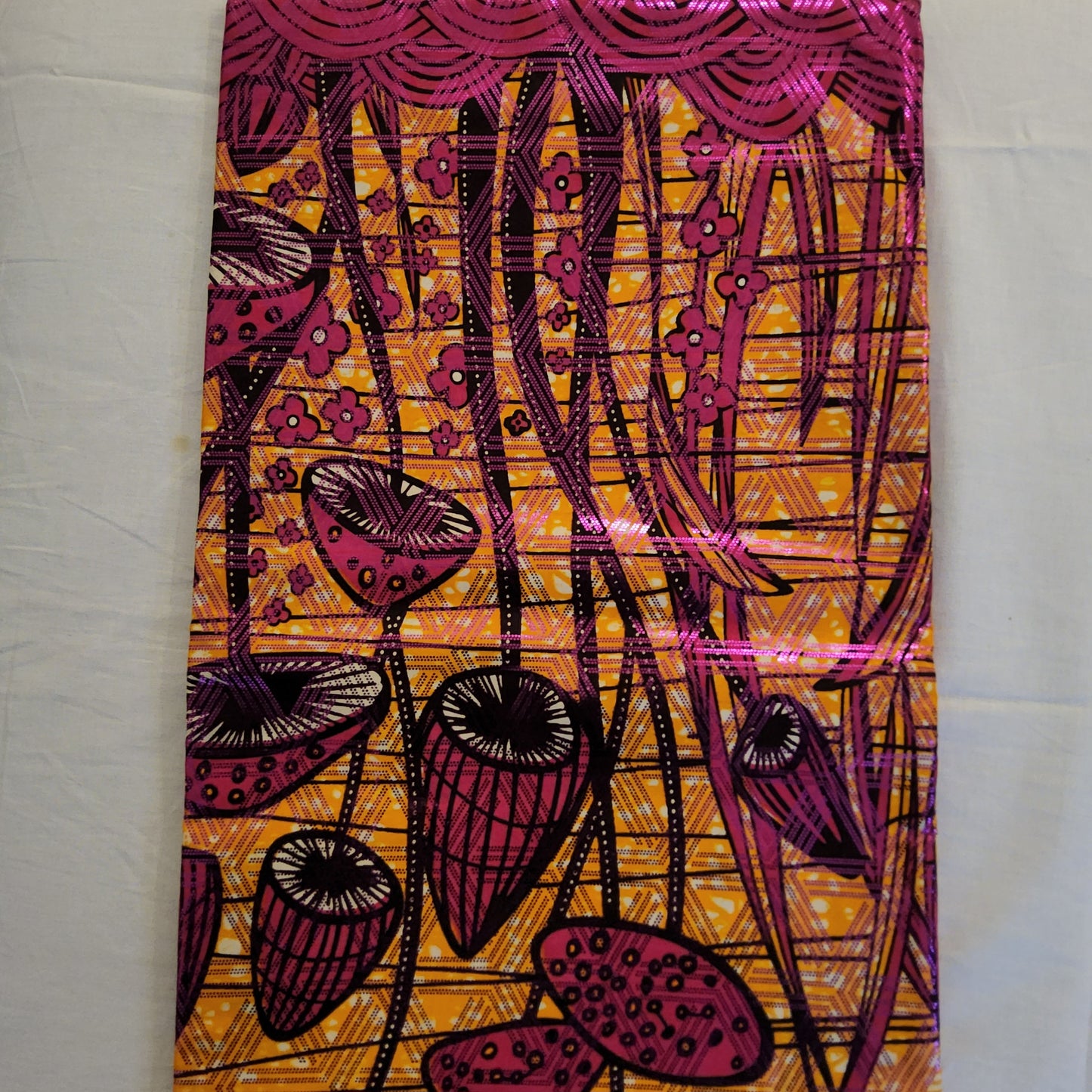 Premium Osikani Gold Embellished African Wax Fabric - 100% Cotton Holland Print