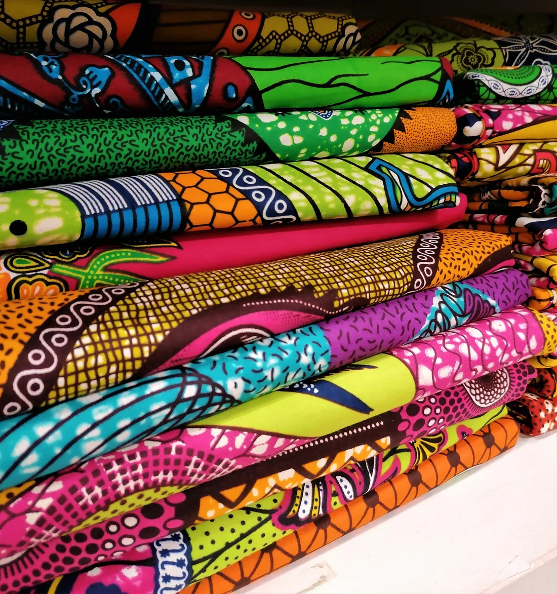 GEOMETRIC PATTERN AFRICAN WAX BLOCK PRINT FABRIC- 2 METERS BUNDLE