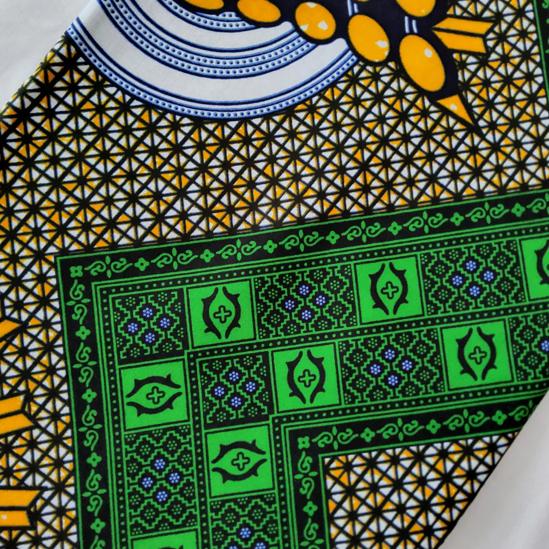 REINVENTED CLASSIC PATTERN AFRICAN WAX BLOCK PRINT FABRIC - 2 METERS BUNDLE