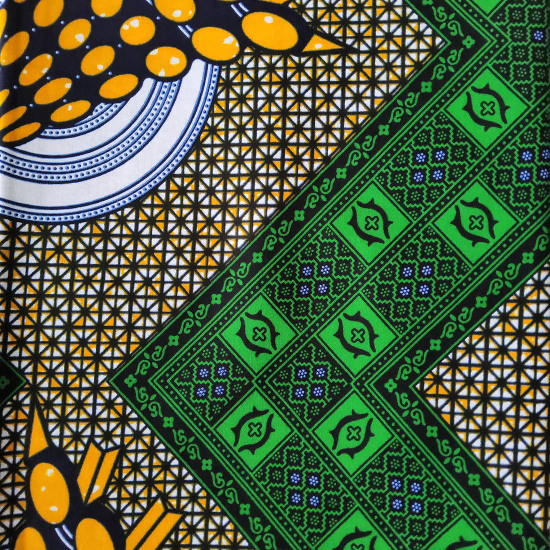 REINVENTED CLASSIC PATTERN AFRICAN WAX BLOCK PRINT FABRIC - 3 METERS BUNDLE