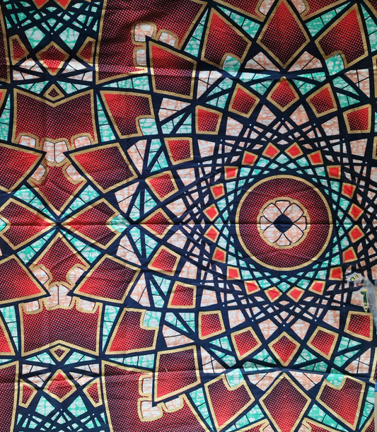 Premium Vlisco  Gold Embellished Super Wax Fabric - 100% Cotton Holland Print 80x90cm