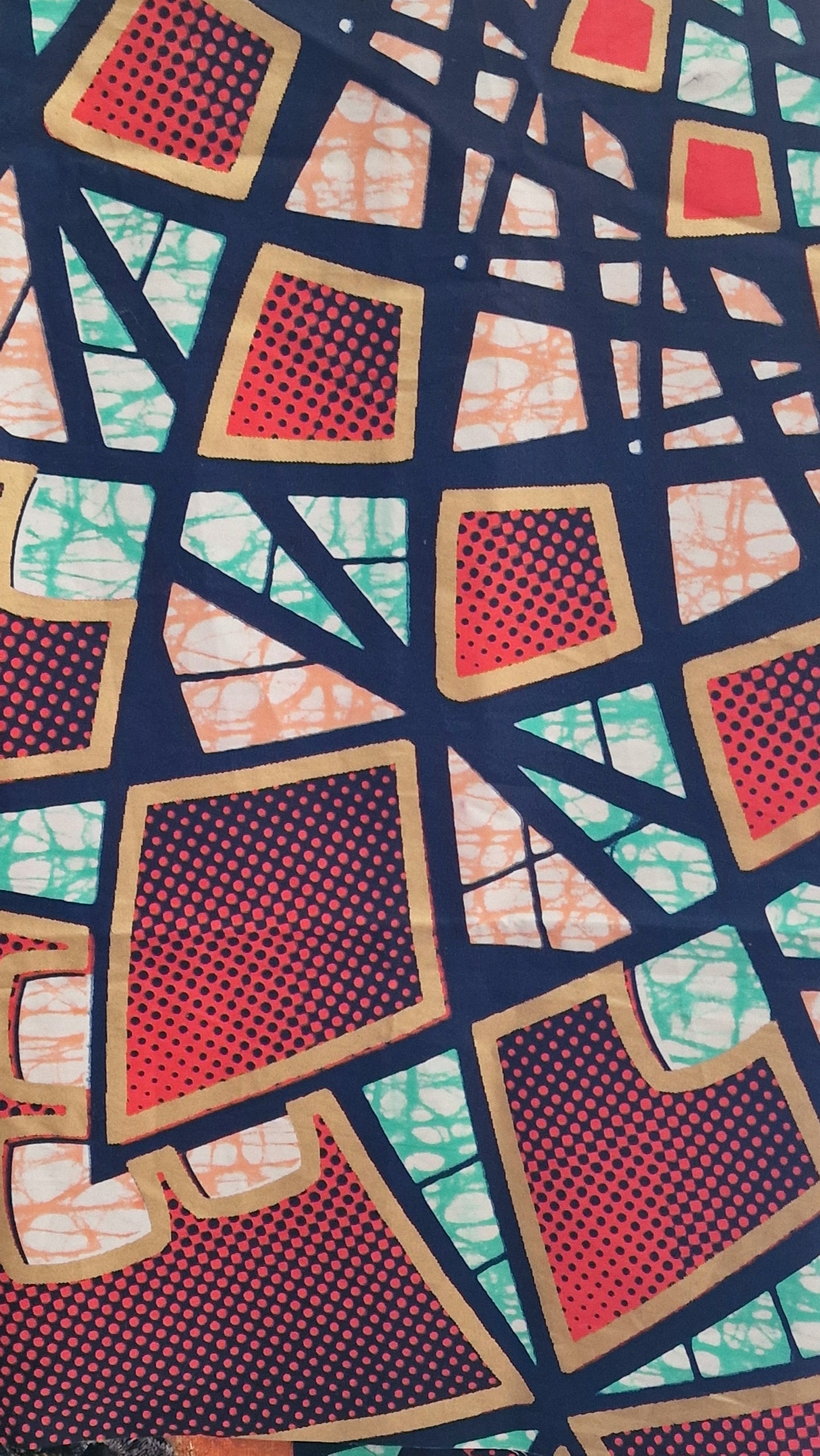 Premium Vlisco  Gold Embellished Super Wax Fabric - 100% Cotton Holland Print 80x90cm
