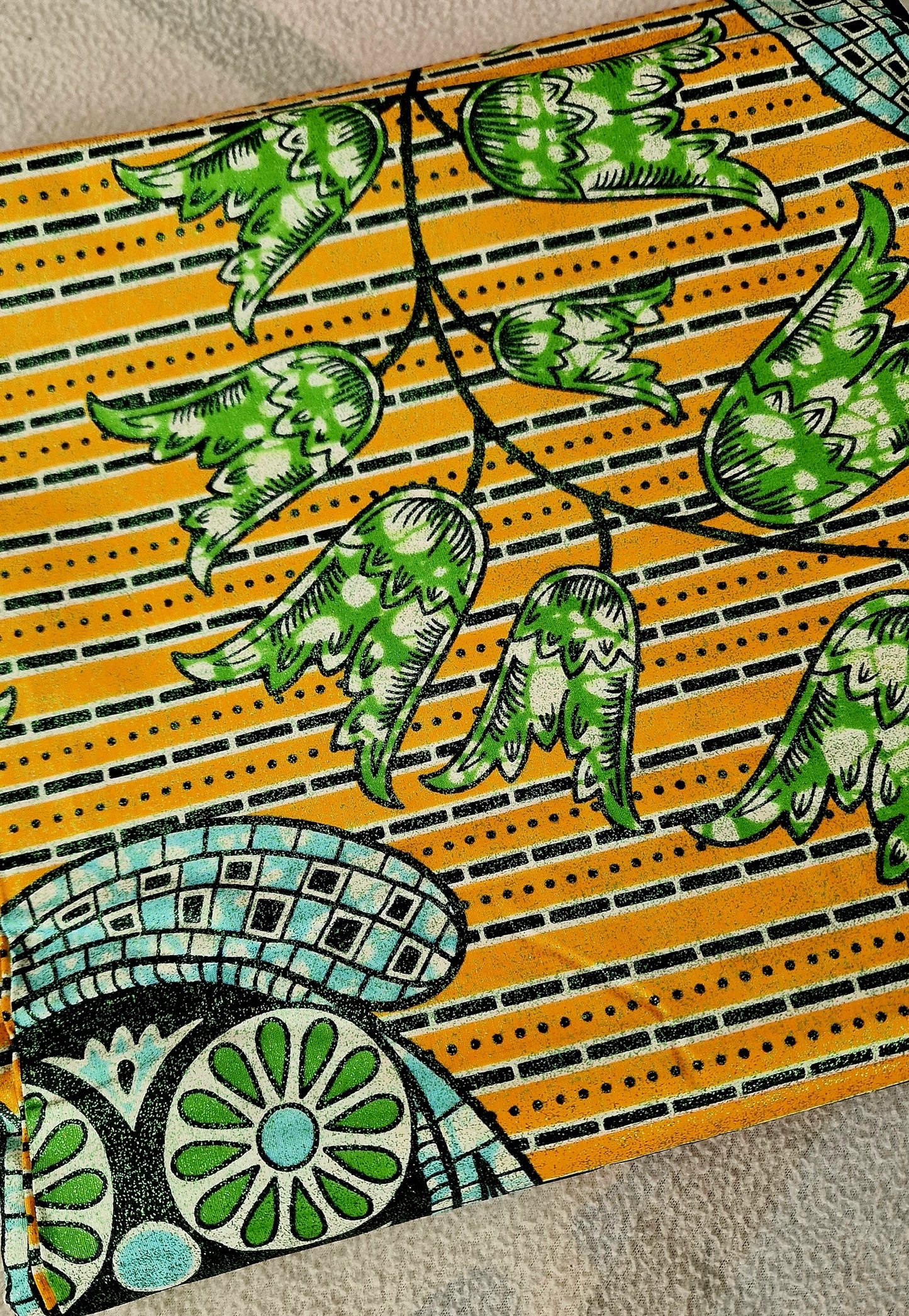 Premium Holland Print 100% Cotton Embellished African Wax Fabric 6 Yards (Yellow)