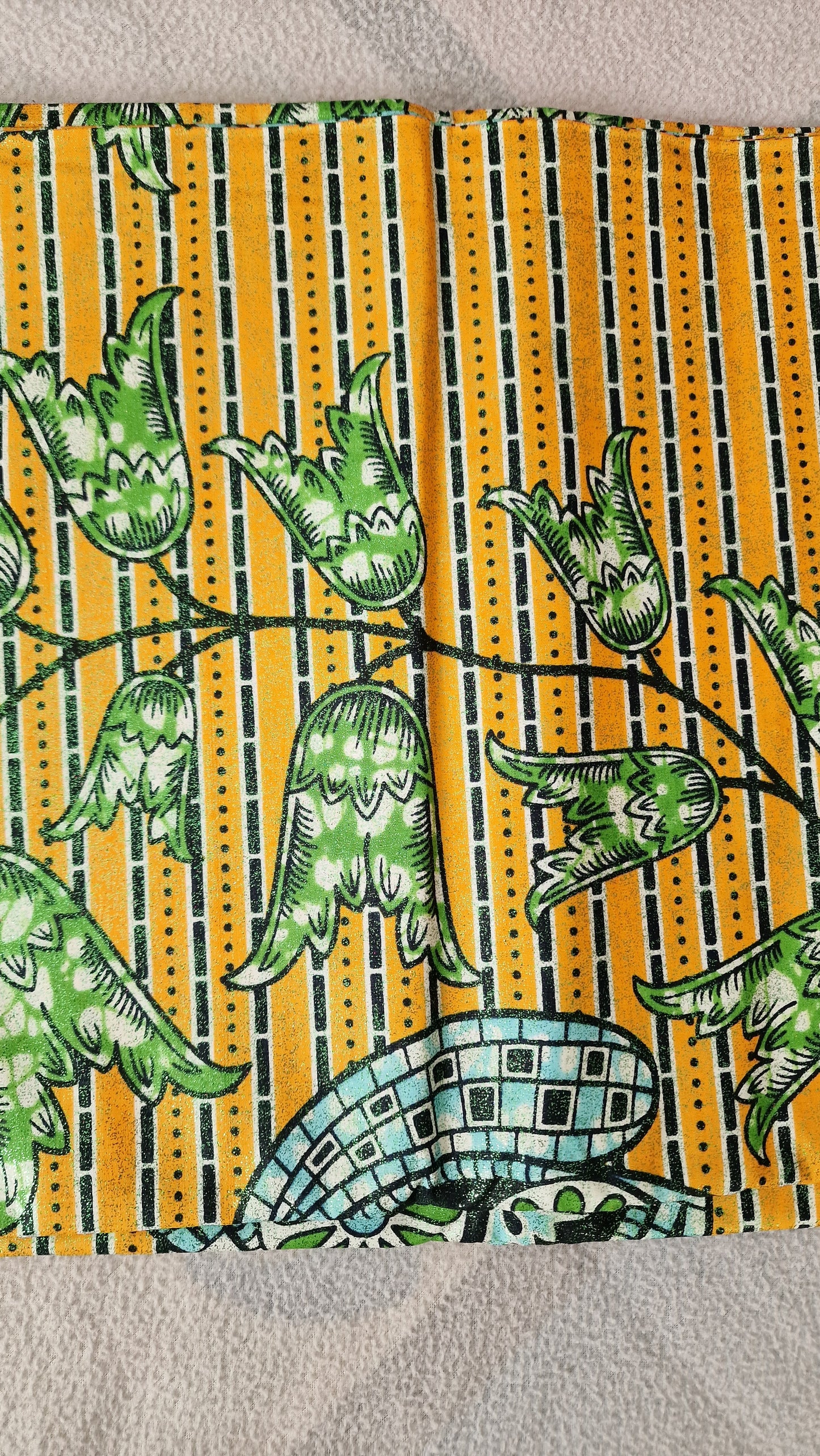 Premium Holland Print 100% Cotton Embellished African Wax Fabric 6 Yards (Yellow)