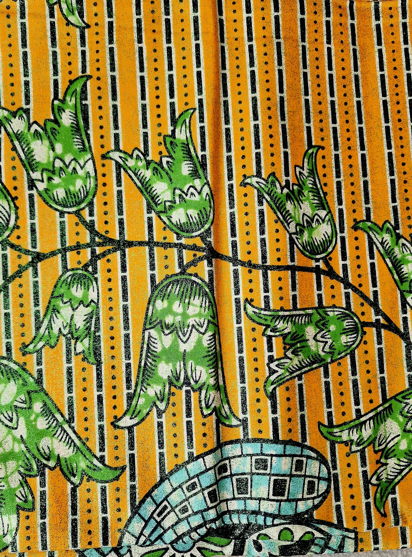 Premium Holland Print 100% Cotton Embellished African Wax Fabric 6 Yards (Yellow)