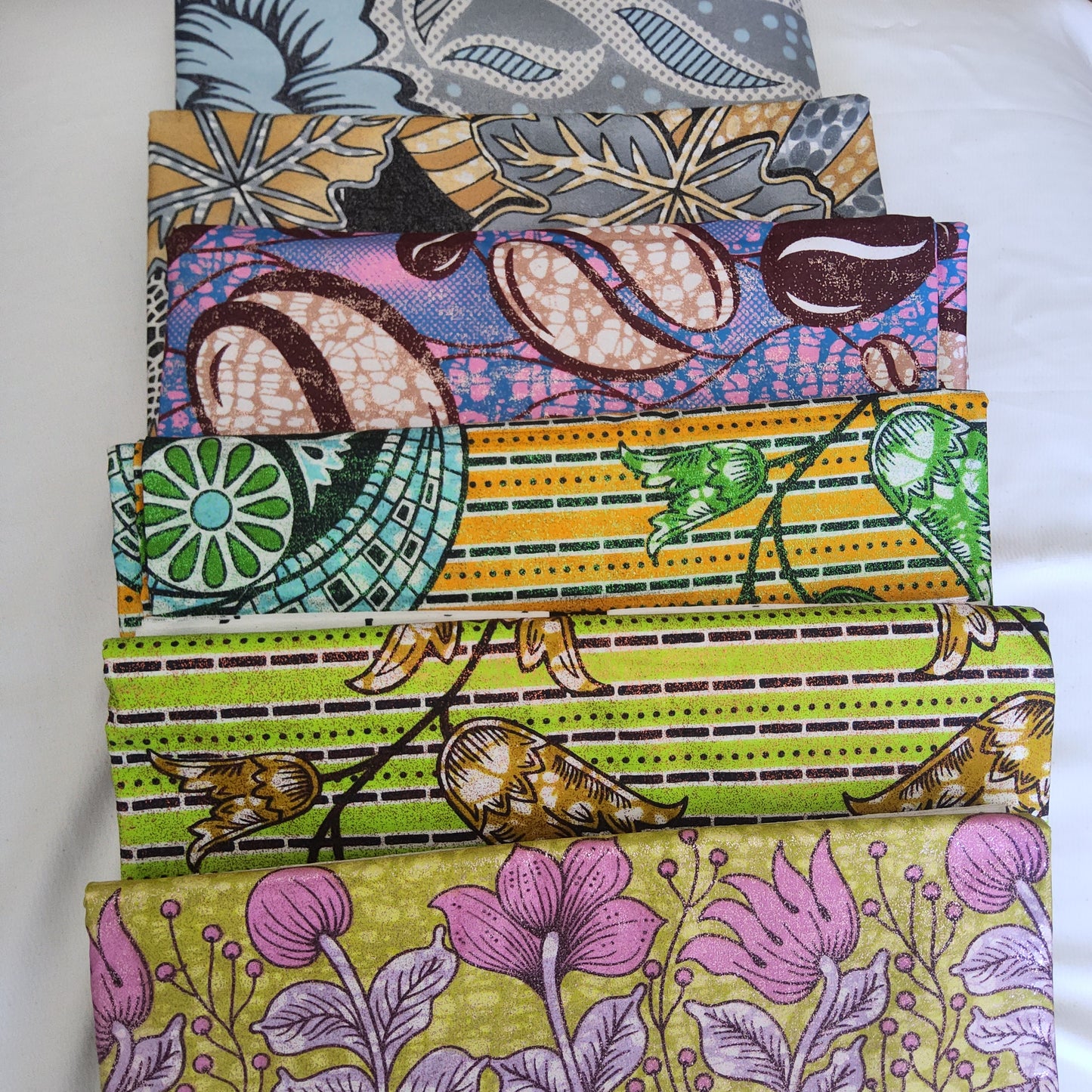 Premium Holland Print 100% Cotton Embellished African Wax Fabric 6 Yards